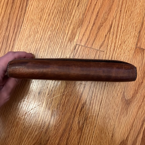 Kate Spade Vintage Brown Leather Trifold Continental Wallet With Pink Interior - Picture 7 of 14